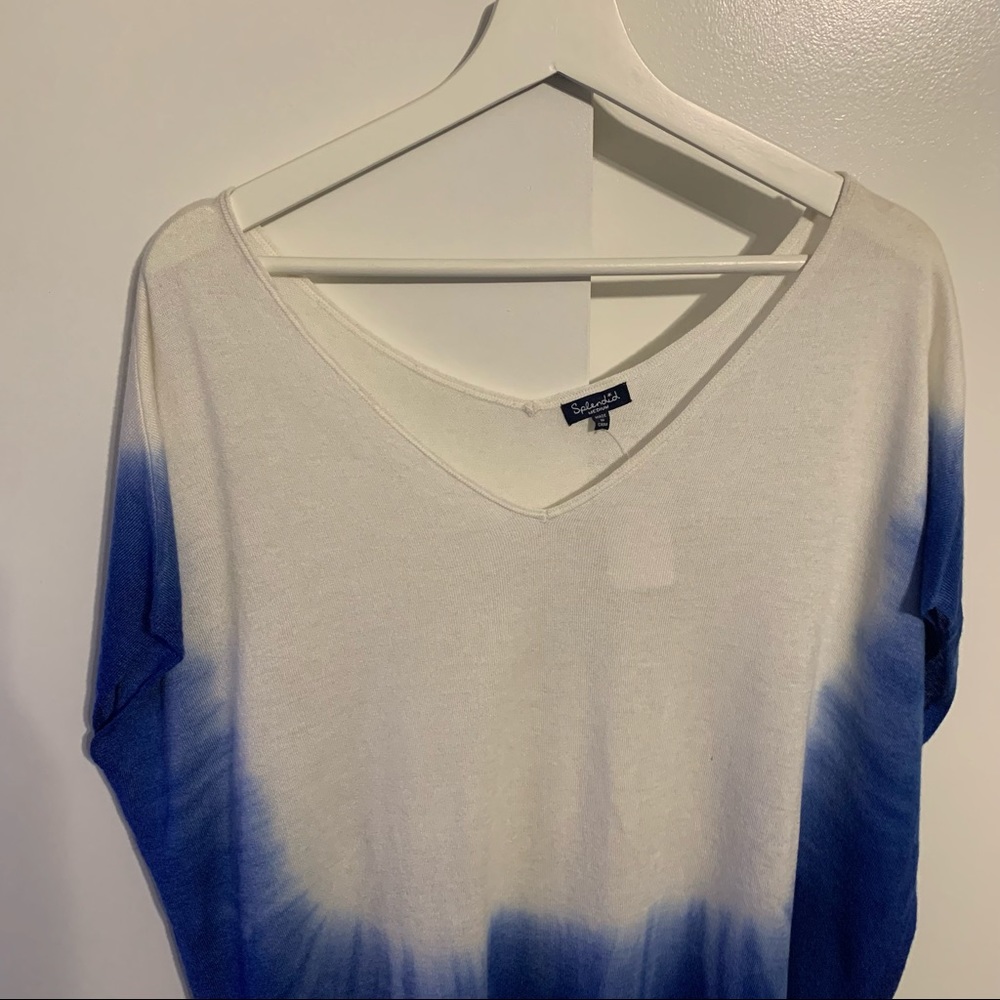 Splendid M dip dye dolman sleeve sweater cashmere blend White & Mediterranean - Picture 6 of 15
